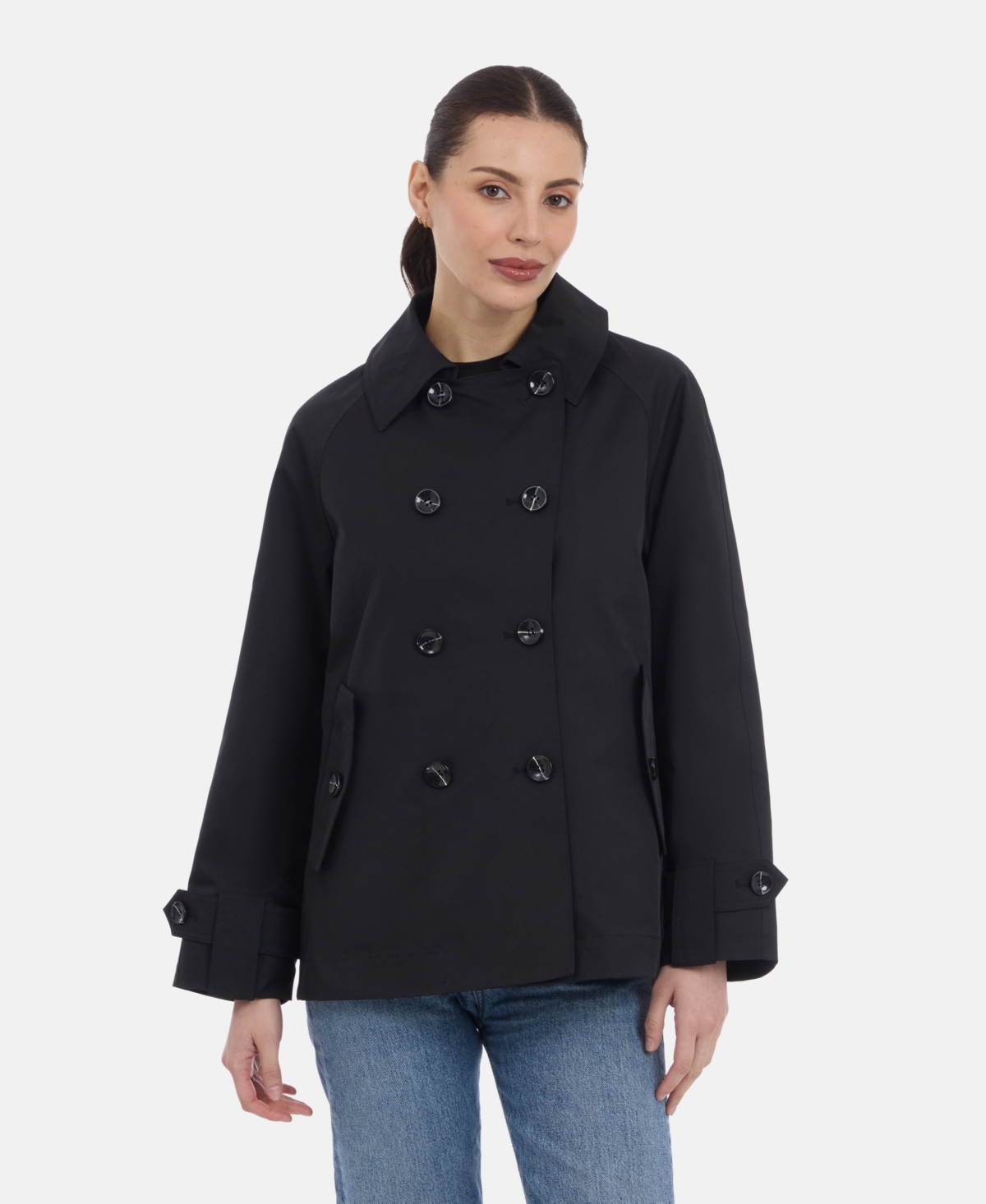 Women's Short Double Breasted Trench Coat - Camel