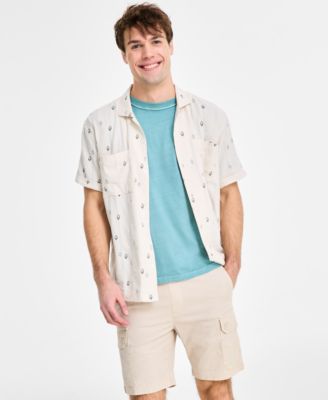 SUN + STONE SUN STONE MENS INSIDE OUT T SHIRT THADDEUS SHIRT RELAXED FIT 8 CARGO SHORTS EXCLUSIVELY AT MACYS 