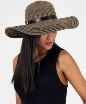 I.N.C. International Concepts - Stripe-Brim Floppy Hat with Contrast Band