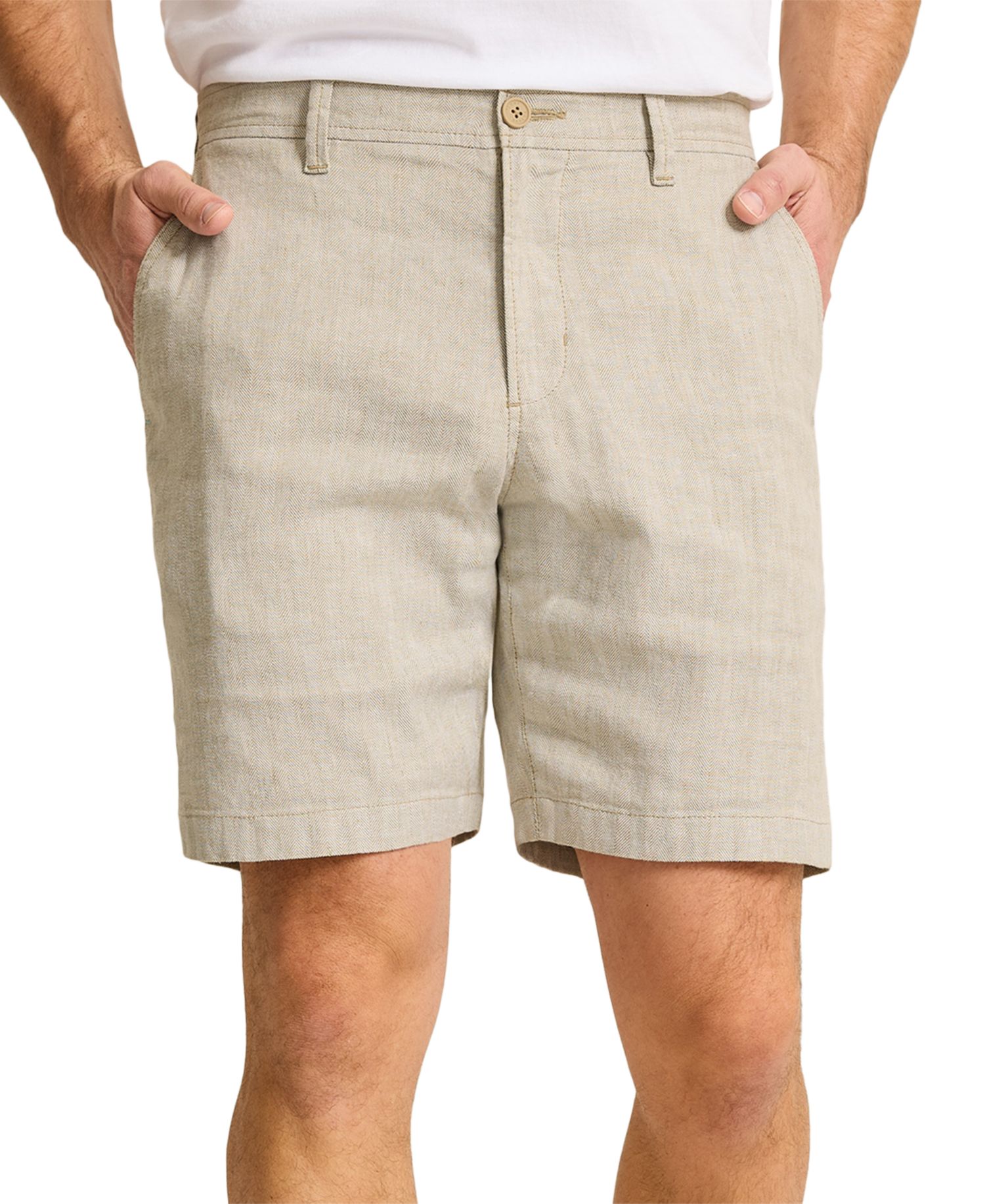Men's Beach Coast Flat-Front Linen 9" Shorts