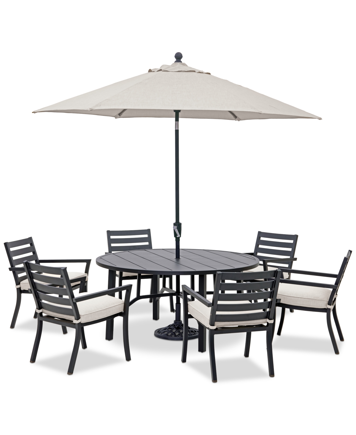Agio Astaire Outdoor 7-pc Dining Set (60" Round Table + 6 Dining Chairs), Created For Macy's In Pearl White