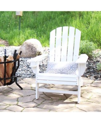 Adirondack Chair with Cup Holder - Outdoor All-Weather Adirondack Chair for the Fire Pit, Patio, Campsite, or Yard - 300-Pound Capacity - White