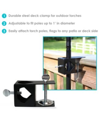 Outdoor Easy-to-Install Metal Patio Balcony Deck Railing Torch Lantern Light Clamp Set