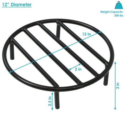 Outdoor Heavy-Duty Steel with High-Temperature Finish Round Fire Pit Firewood Log Grate - Black