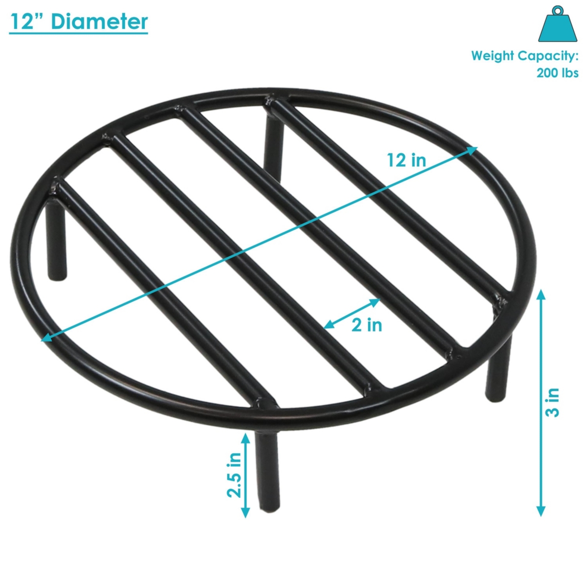 Outdoor Heavy-Duty Steel with High-Temperature Finish Round Fire Pit Firewood Log Grate