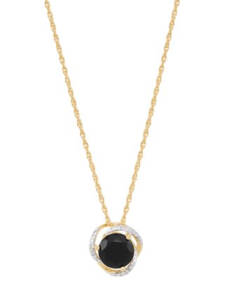 Onyx (3-7/8 ct. t.w.) & Diamond (1/10 ct. t.w.) Stud Earrings & Pendant Necklace in 14k Gold Over Sterling Silver, 16" + 2" extender
