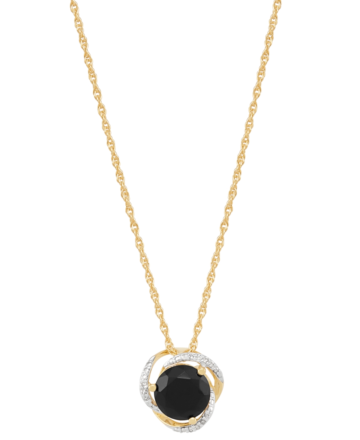 Macy's Onyx (3-7/8 Ct. T.w.) & Diamond (1/10 Ct. T.w.) Stud Earrings & Pendant Necklace In 14k Gold Over St In Onyx