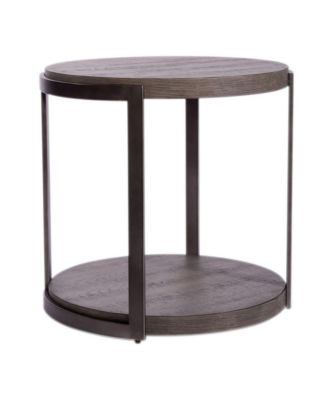 22" Round Wood End Table with Pedestal Base & Veneer Top