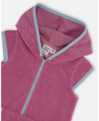 Girls Hooded Terry Beach Dress Candy Pink