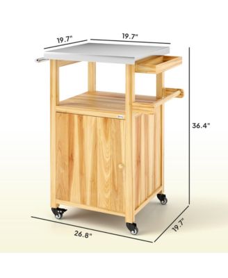 Grill Cart, Kitchen Island with Stainless Steel Top