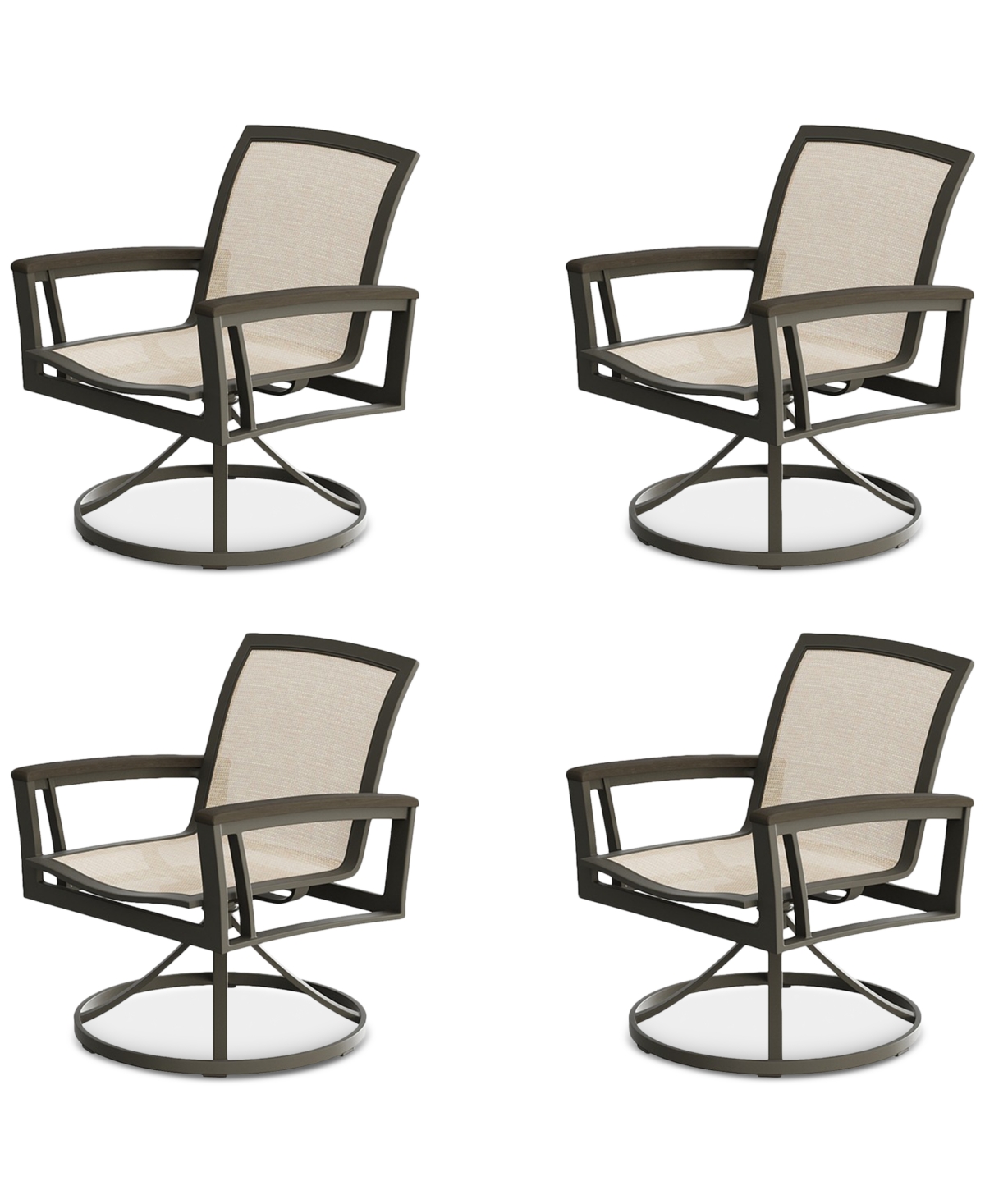 Agio Bartow Outdoor, Swivel Chairs Set Of 4 In Brown