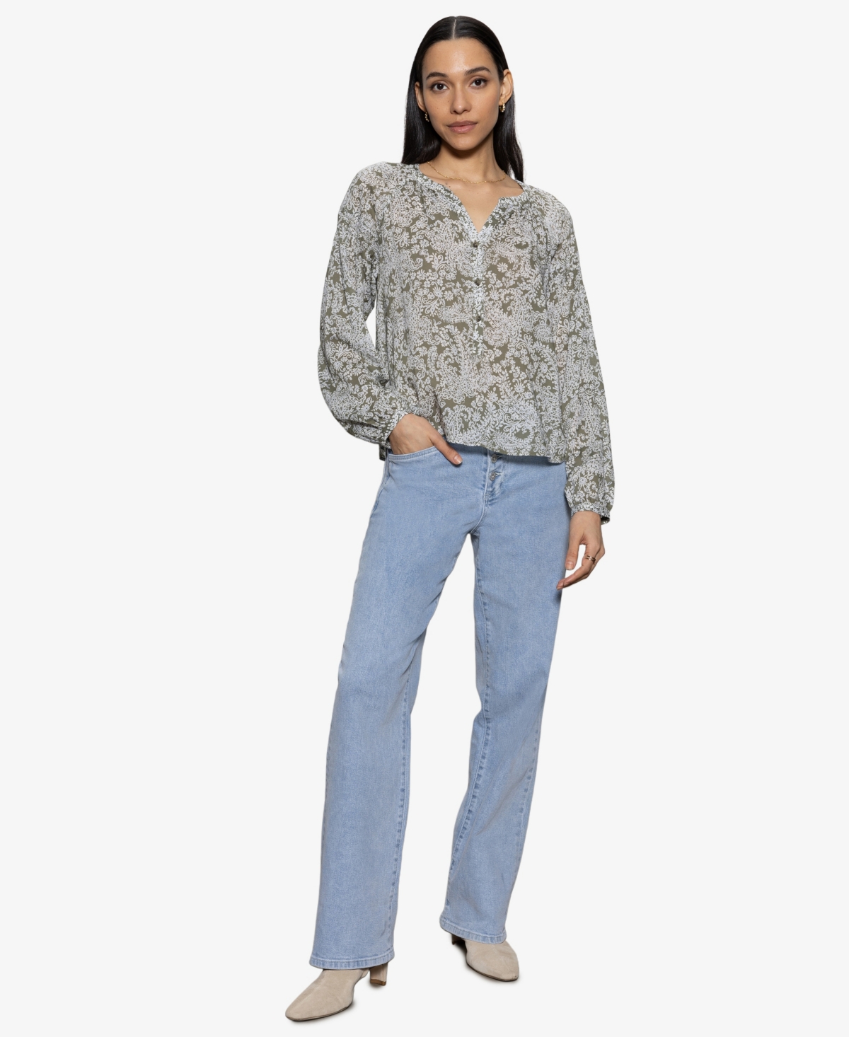 Women's Sunday's Best Printed Blouse - Adorned