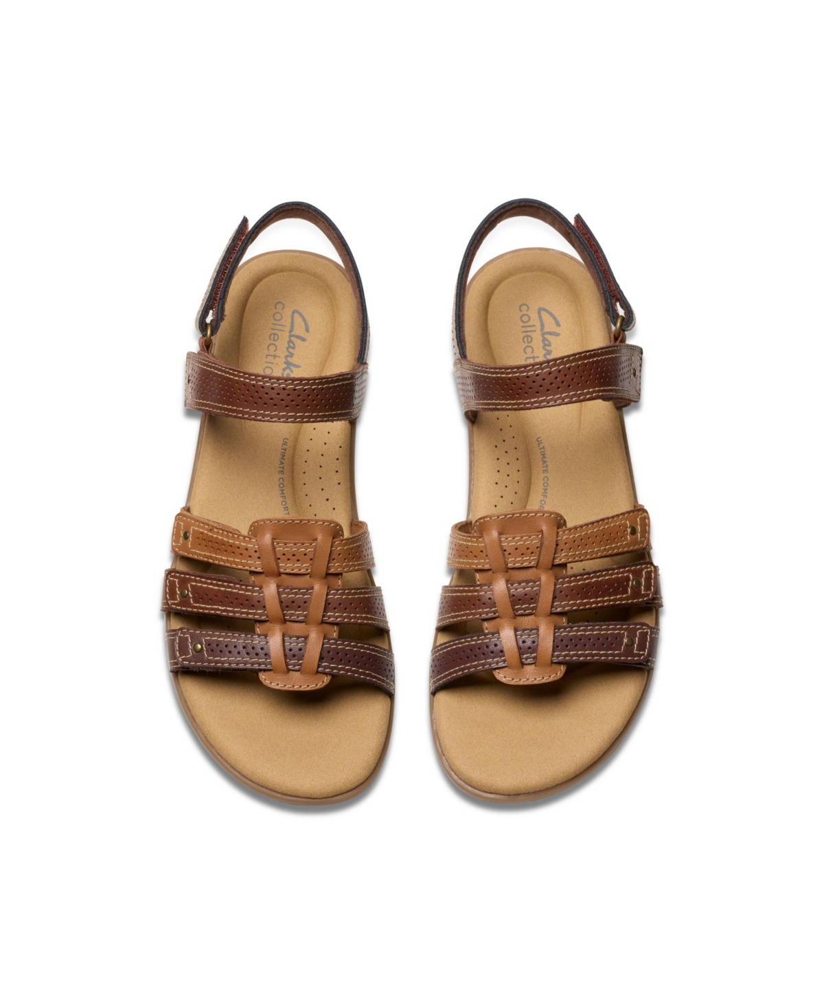 Clarks Collection Women's Elizabelle Kay Riptape Flat Sandals In Brown Multi Leather