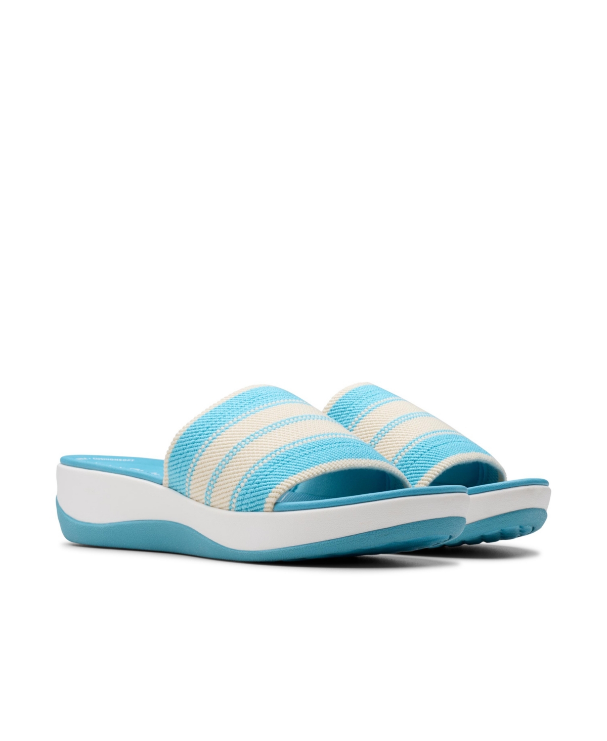 Clarks Cloudsteppers Women's Arla Hollis Slip-on Flat Sandals In Light Blue Combi Textile