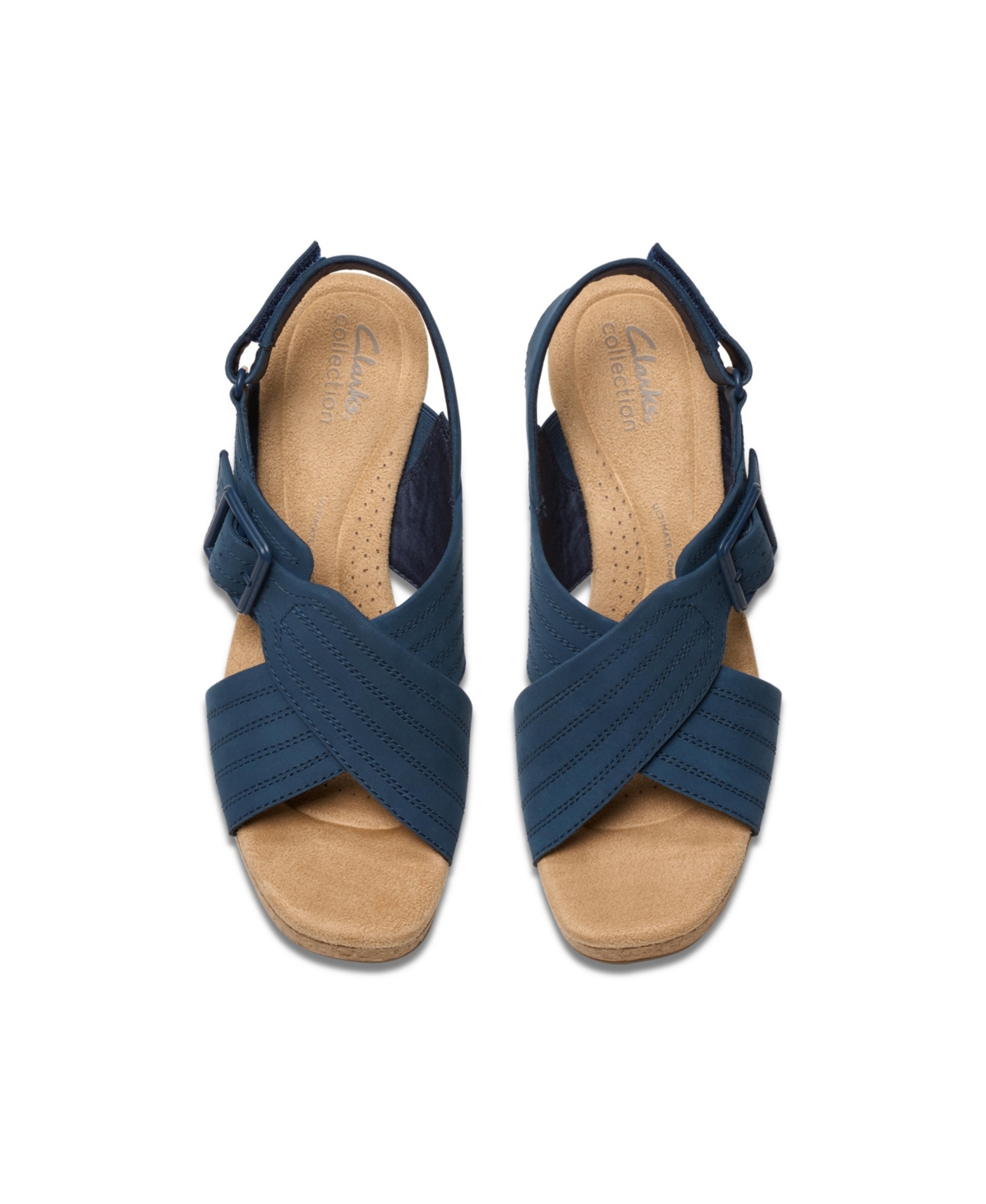 Clarks Collection Women's Nerisa West Wedge Sandals In Navy Nubuck