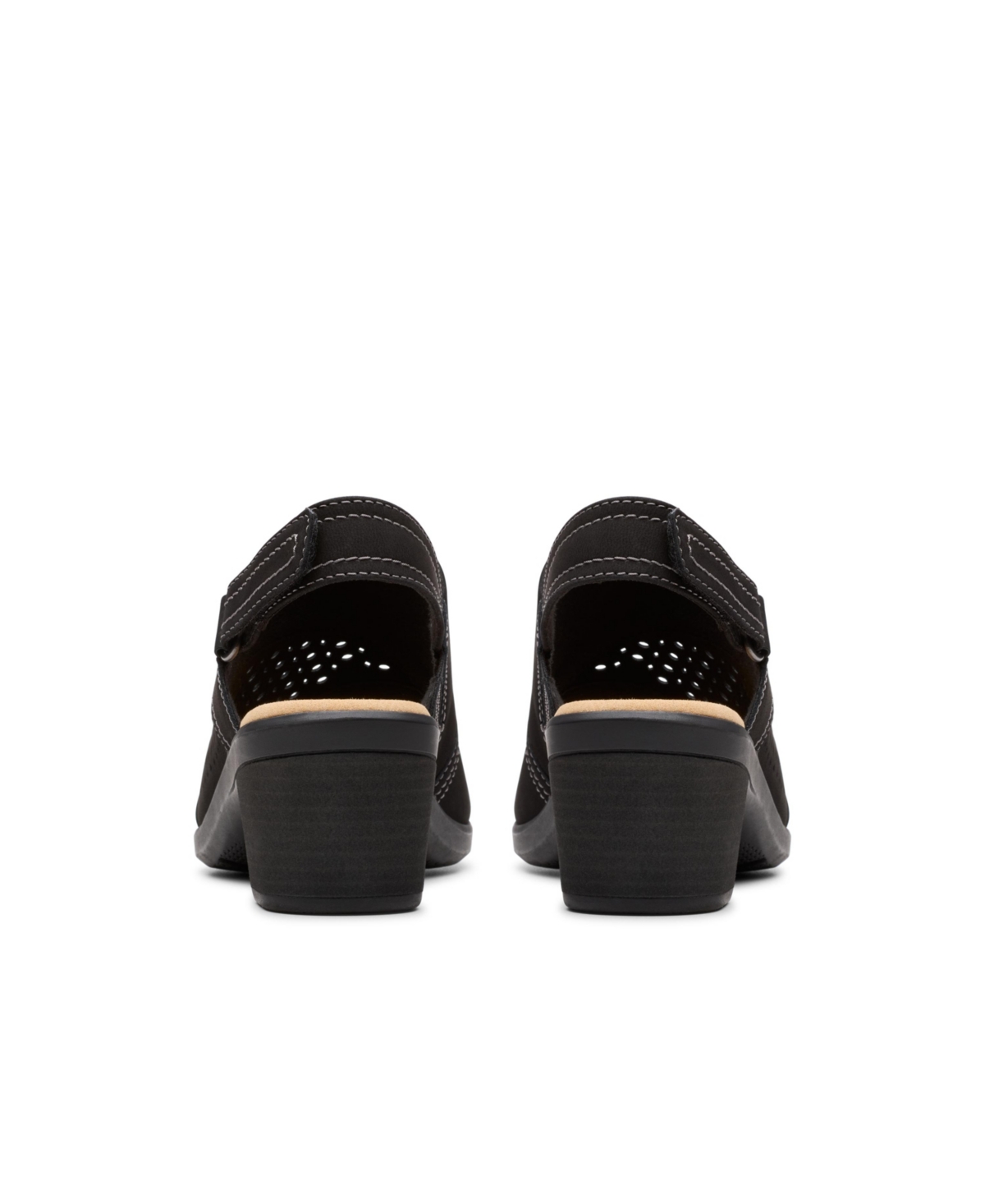 Clarks Collection Women's Emily2 Mist Block Heel Sandals In Black Nubuck
