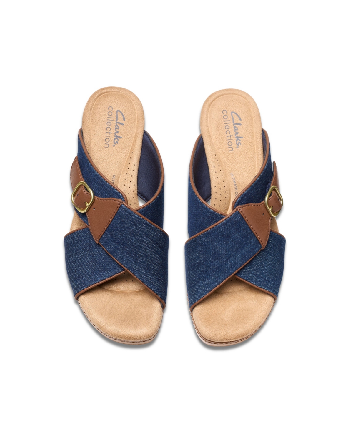Clarks Collection Women's Seannah Nora Wedge Sandals In Dark Denim Textile