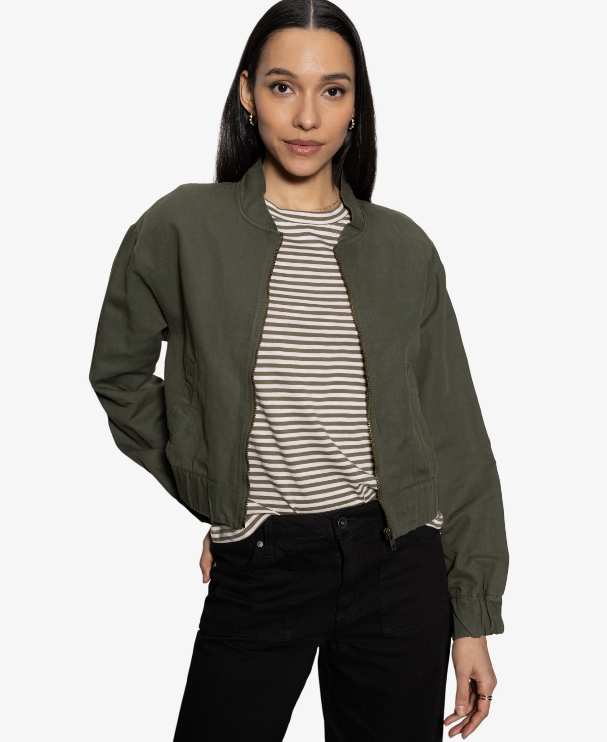 Sanctuary Linen Blend Bomber Jacket In Kalamata