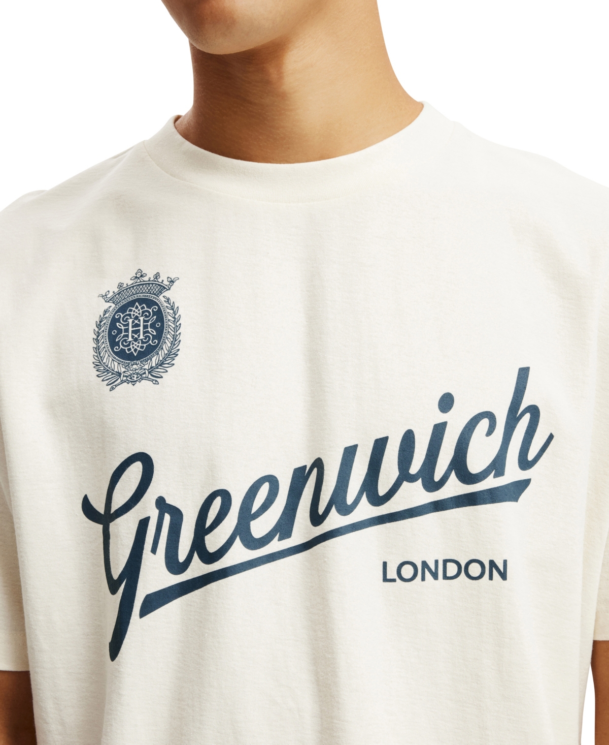 Shop Cotton On Men's Cropped Graphic T-shirt In Creampuff,greenwich