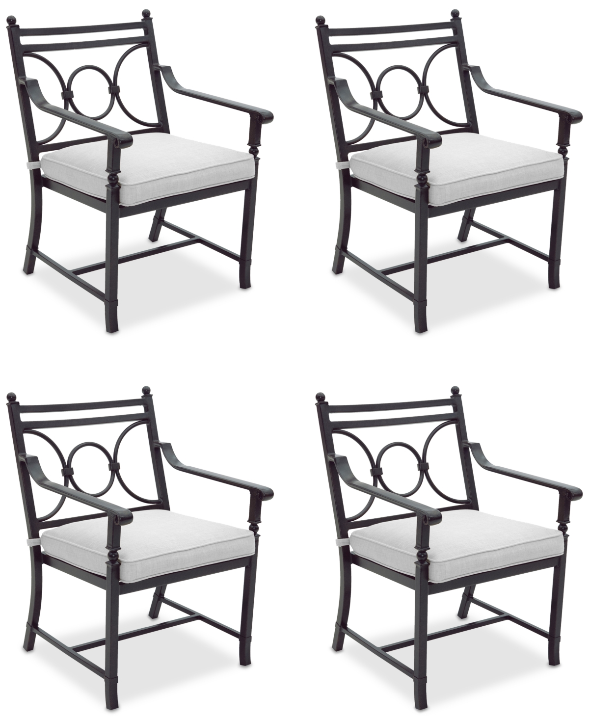 Agio Wythburn Mix And Match Scroll Outdoor Dining Chairs, Set Of 4 In Pearl White,bronze Finish