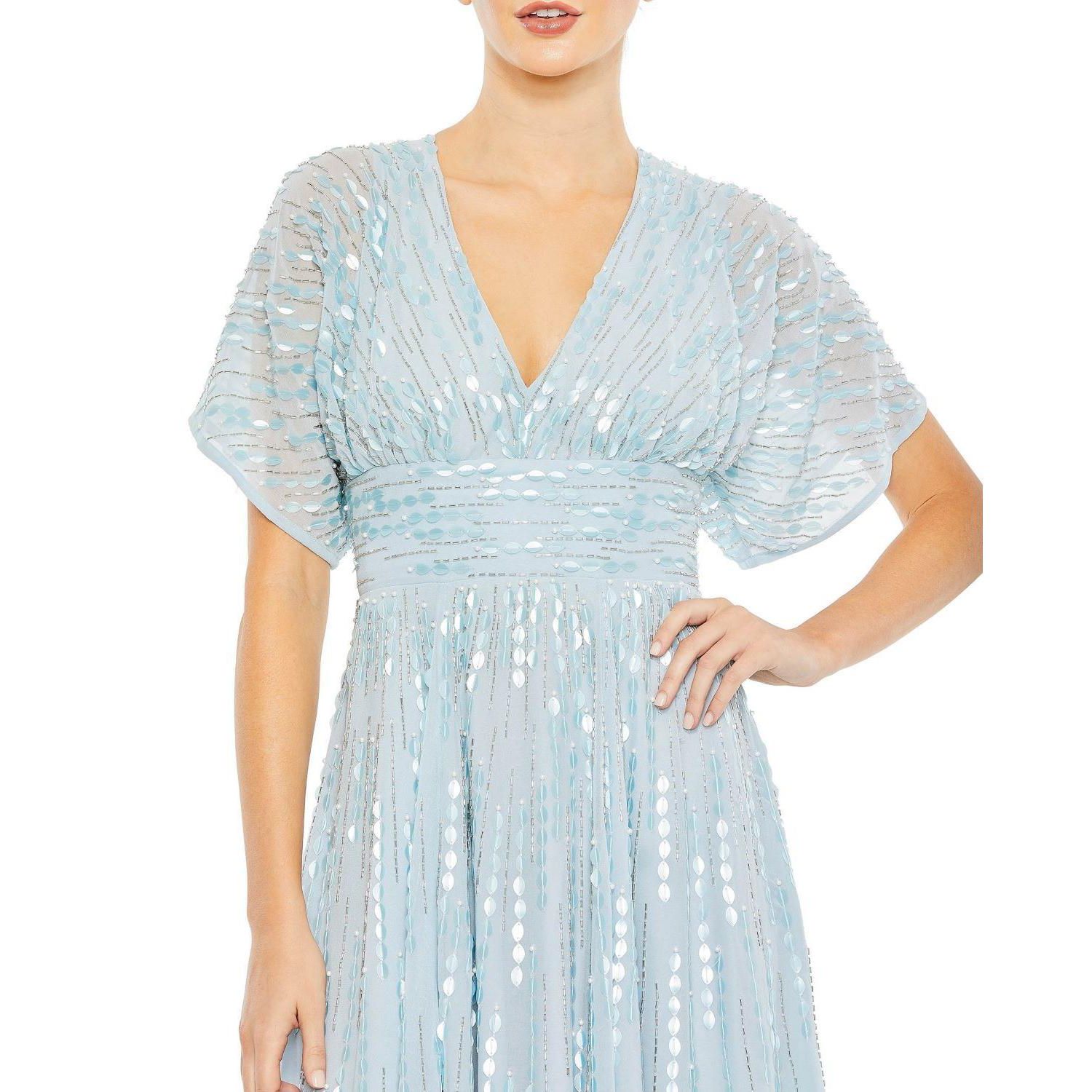 Women's Embellished V Neck Evening Gown