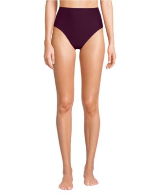 Women's Chlorine Resistant Ottoman Rib High Waisted Bikini Bottoms