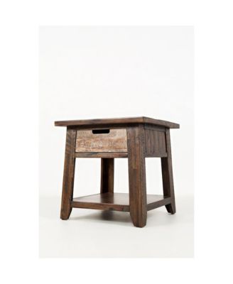 Painted Canyon Rustic Solid Acacia  End Table