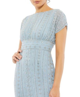 Women's Beaded Cap Sleeve Column Midi Dress