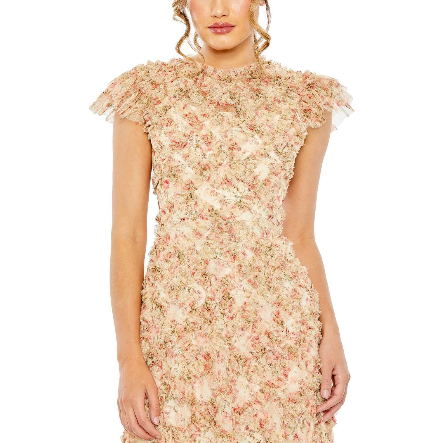 Women's Ruffle Tiered Short Sleeve A Line Dress