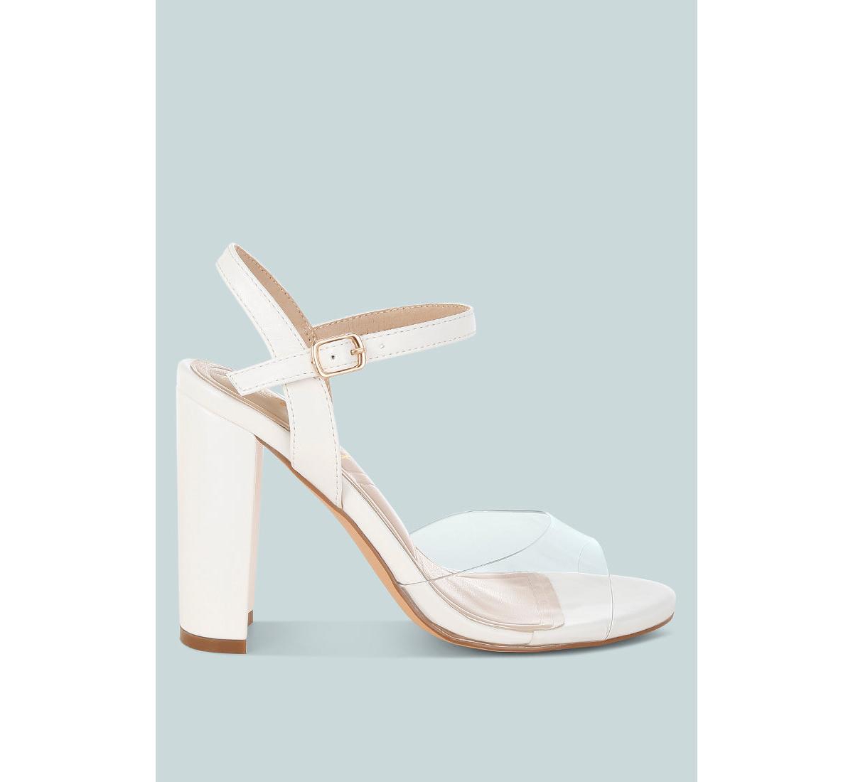 Perta Clear Strap Block Heel Sandals - White