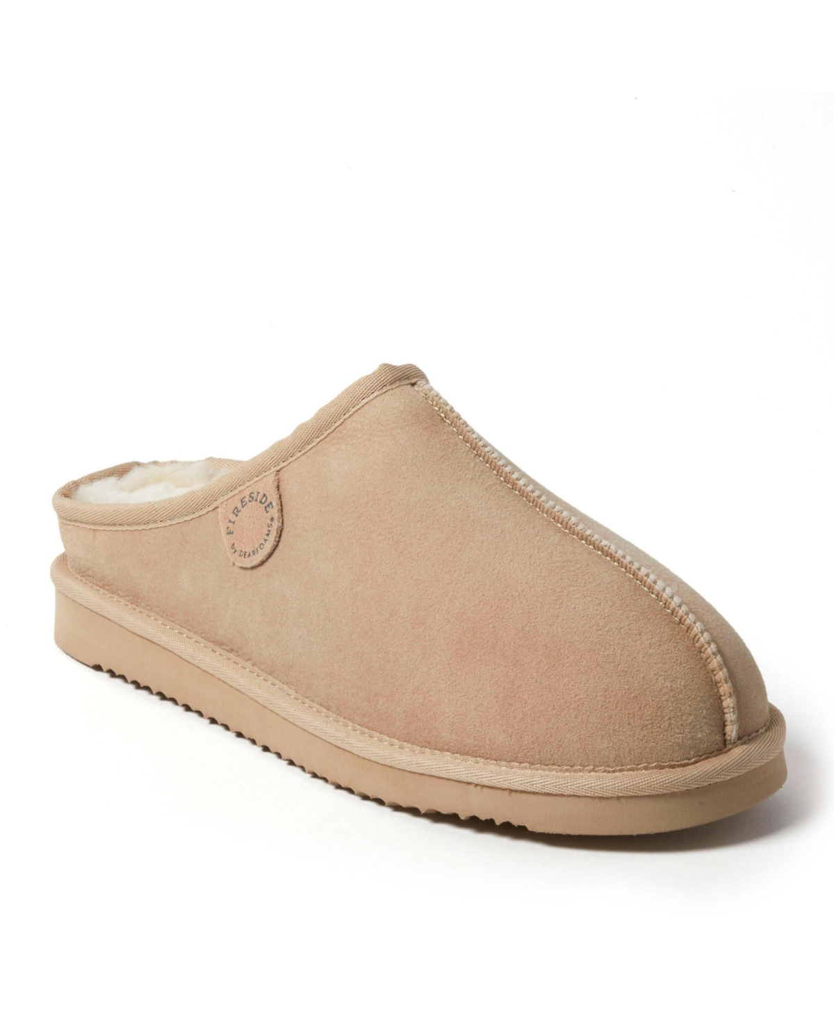 Fireside By Dearfoams Men's Grafton Genuine Shearling Clog Slipper - Sand