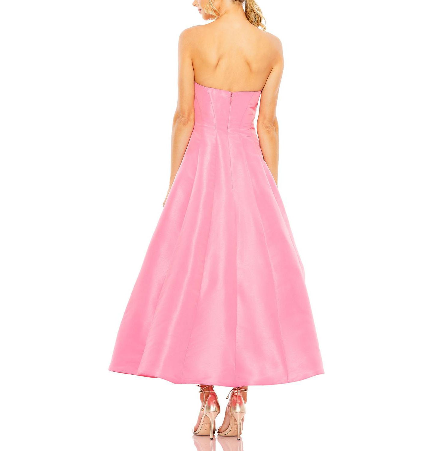 Женское платье Mac Duggal Strapless Bow Tea Length, цвет: Розовый — фото 4