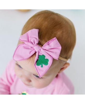 Baby Girl's Shamrock St. Patrick's Day Coquette Bow Baby Headband