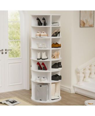 Revolving Shoe Organizer Tower &amp;#x2013; Compact Rotating Rack for Shoes, Heels &amp; Accessories