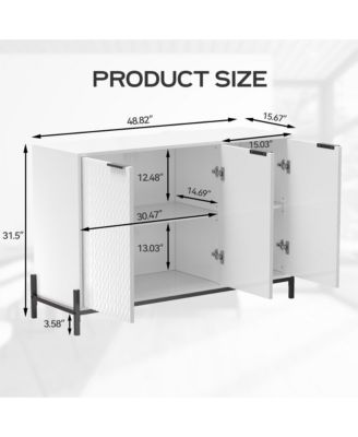 Modern Storage Cabinet with Adjustable Shelves, 49IN Accent Cabinet with 3 Doors, Decorative Cabinets for Living Room, Kitchen, Office