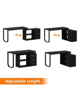 3-Drawers Removable Tabletop L-Shaped Computer Desk, Writing Desk, Office Desk,Shelves