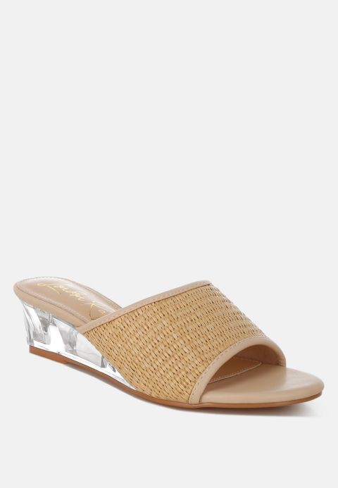 Женские сандалии London Rag Osminda Raffia Clear Heel Wedge, цвет: Натуральный