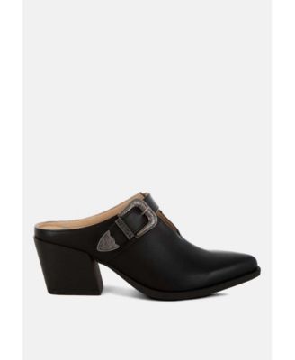 Holler Carved Buckle Statement Mules