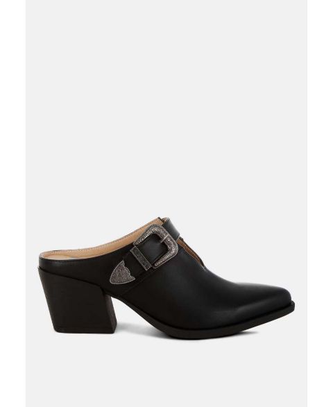 Женские сабо Rag & Co Holler Carved Buckle Statement Mules, цвет: Чёрный