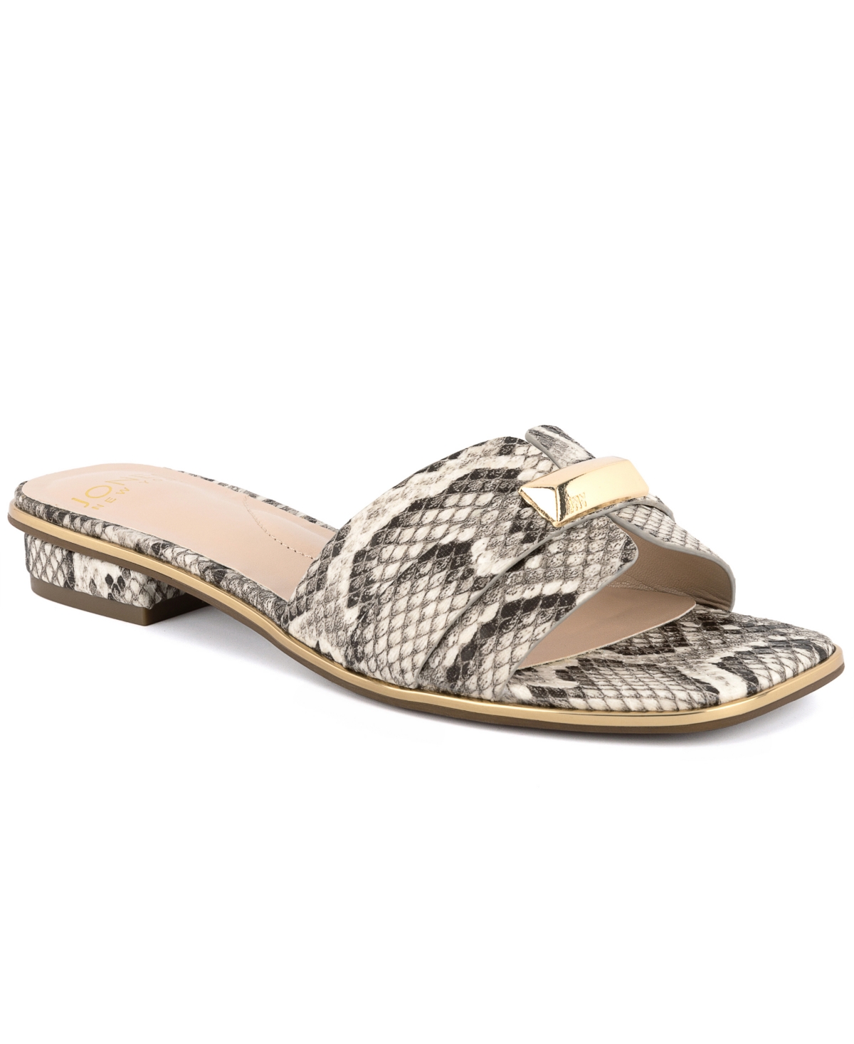 Women's Vivell Slip On Square Toe Flat Sandals - White