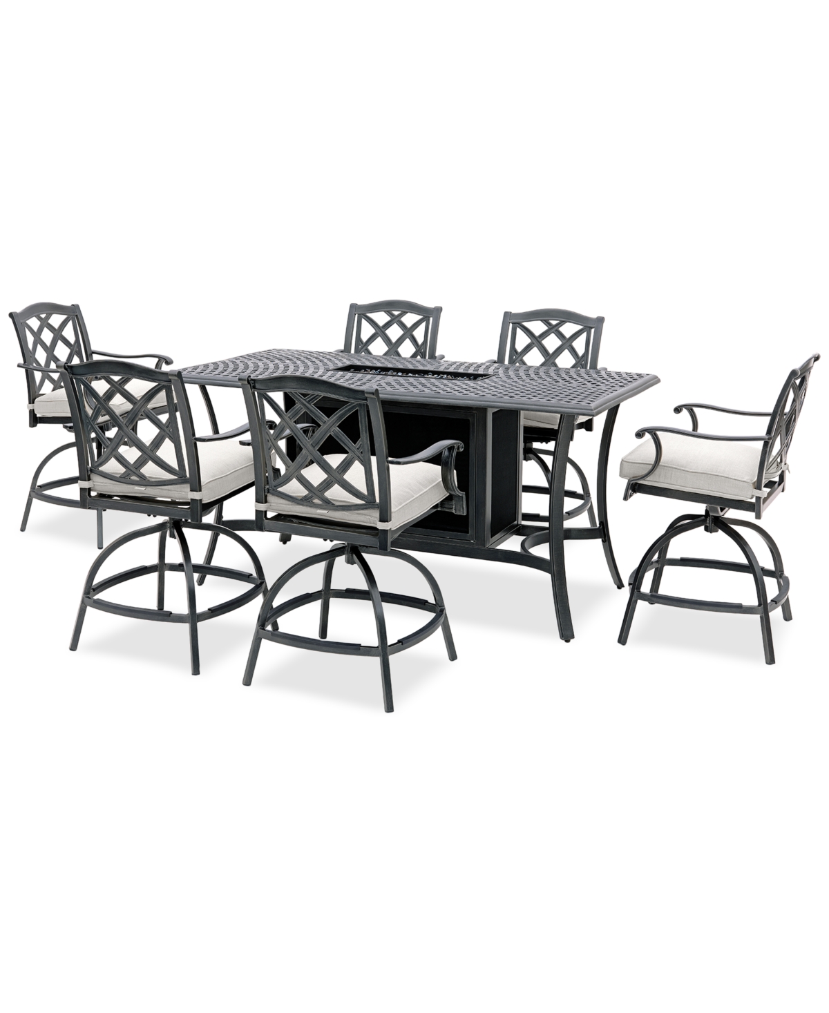 Shop Agio Wythburn 7-pc. Outdoor Bar Height Fire Pit Chat Set, Created For Macys