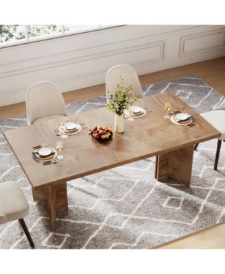 63-inch Dining Table for 4-6, Farmhouse Kitchen Table with Large Tabletop, Rectangular Dinner Eating Table