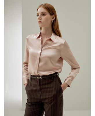 Women's Basic Concealed Placket Silk Shirt