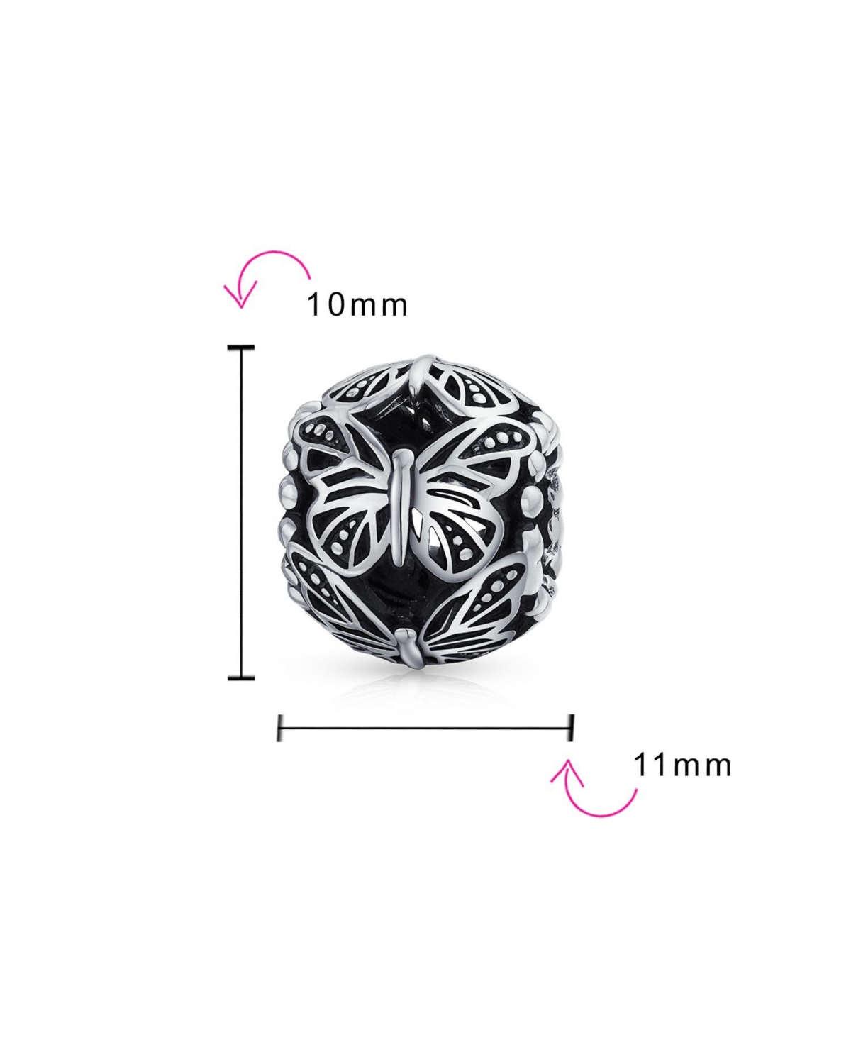 Bling Jewelry Garden Insect Filigree Butterfly Charm Bead Sterling Silver Bracelets