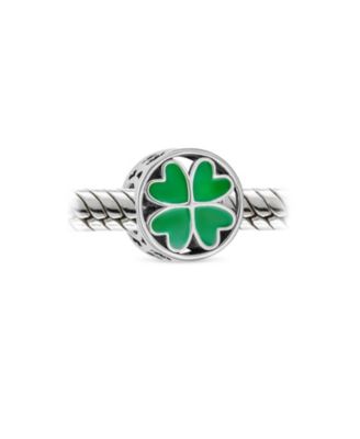 Good Luck Irish Shamrock Green Heart Clover Charm Bead European Bracelet