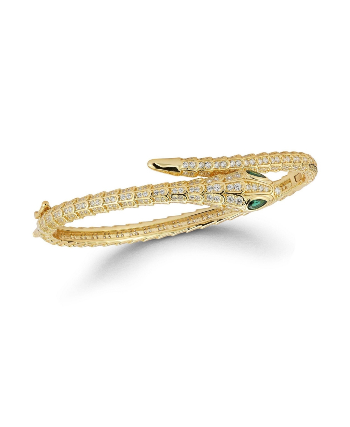 Sterling Silver Pave Snake Bangle Bracelet - Gold