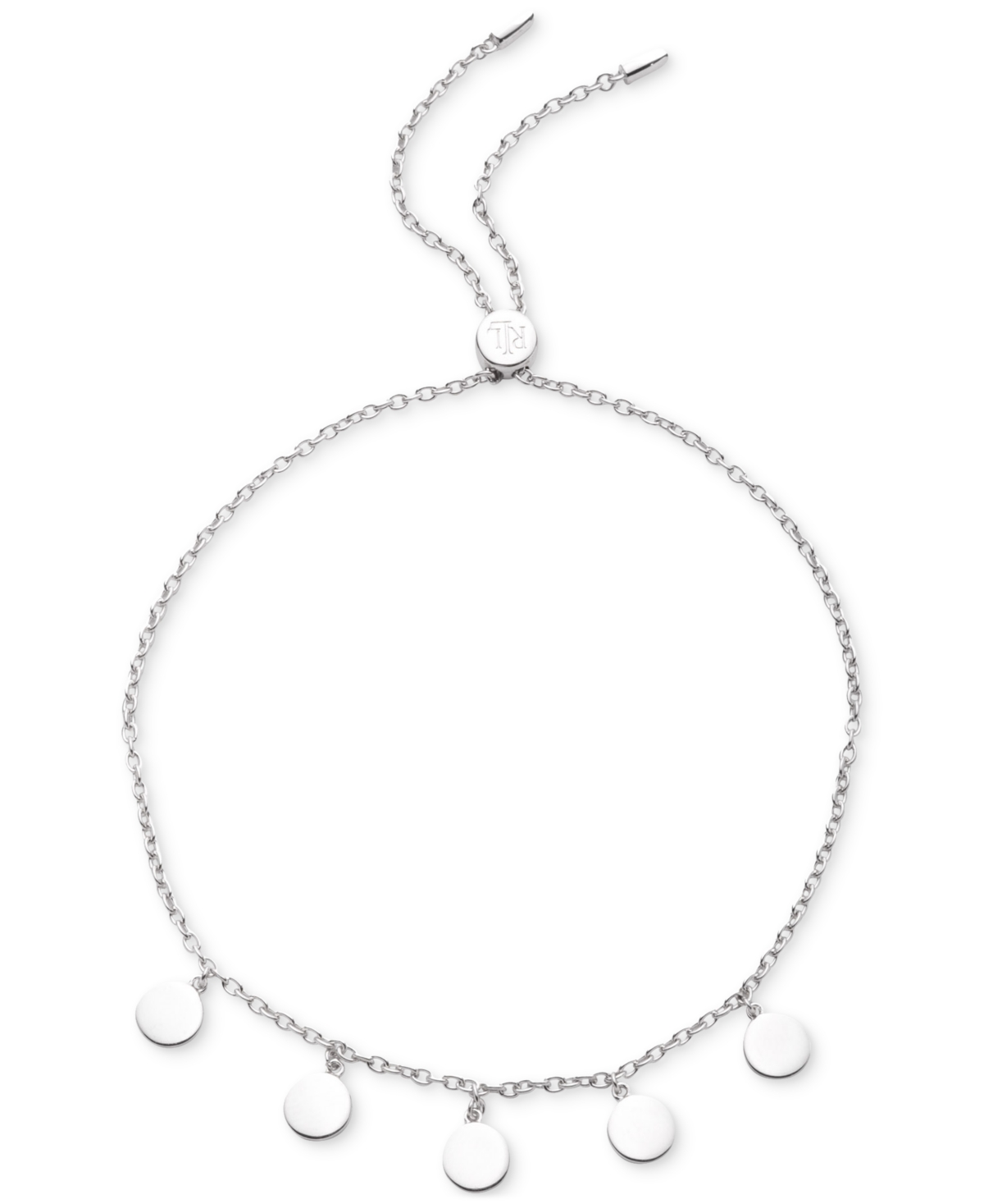 Sterling Silver Disc Adjustable Slider Bracelet - Silver