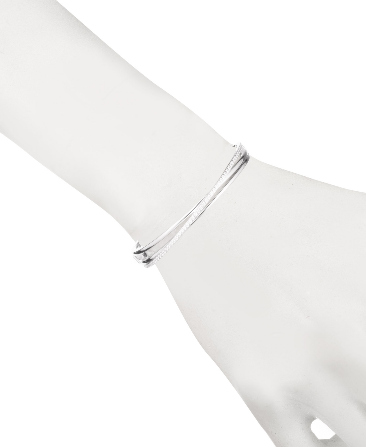 Ralph Lauren Sterling Silver Cubic Zirconia Pave Bangle Bracelet In Crystal,silver