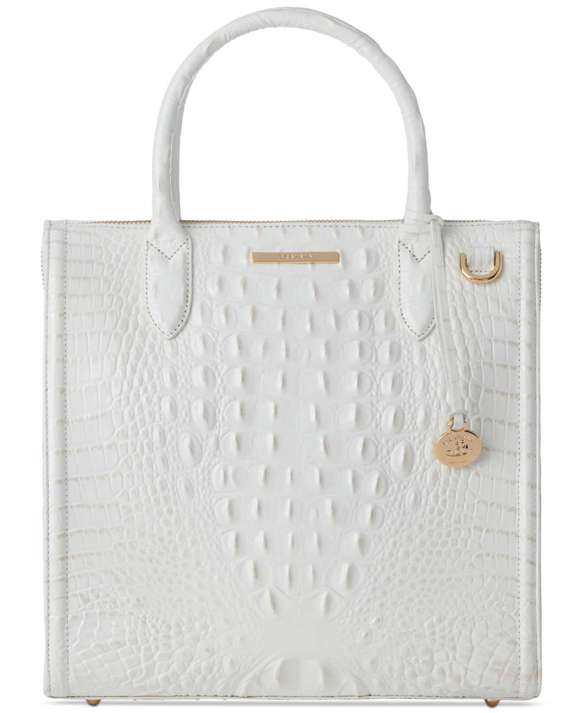 Caroline Melbourne Embossed Leather Satchel - Sea Salt White