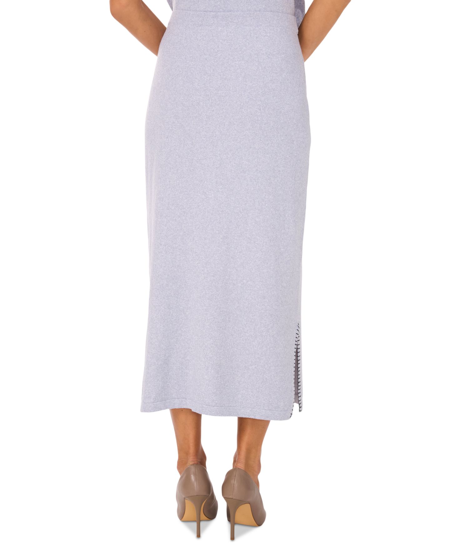 Женская юбка Vince Camuto Whipstitched Midi Sweater Skirt, цвет: Серый — фото 2